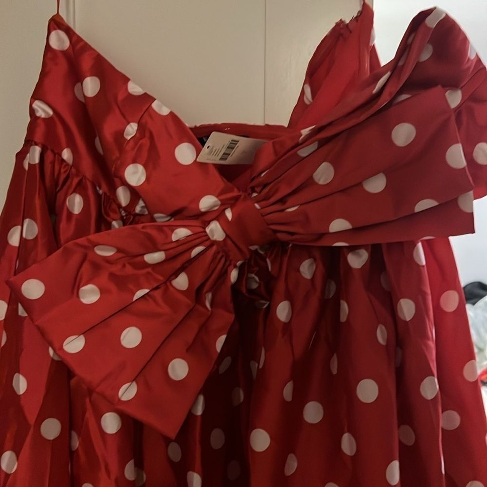 Anthropologie atsu bow Red Polka Dot Dress size large - Picture 5 of 8